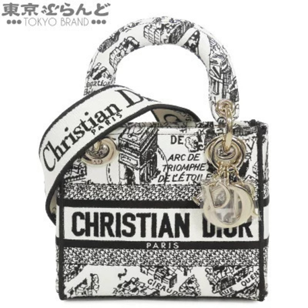 Christian Dior Lady Delight Canvas Plan de Paris Handbag Shoulder Bag Black